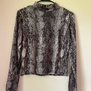 Snakeskin Long Sleeve Mock Neck Top